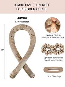 4pcs/Set Satin Heatless Curling Rods, Heatless Overnight Curling Wand Suitable For Long Hair, Heatless Curling Rods - Multicolor - View 2