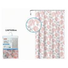 OISE ART STORE Tenda Per Doccia Vasca Da Bagno 12 Ganci Stampa Fiori Rosa Grigi 240x200cm 87576 - - Multicolore - Visualizzare 2