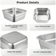 Yeesport 2-In-1 Washing Up Bowl Set Stainl Steel Dish Tub With Colander Fruit Vegetable Washing Basin Multi-Purpose Bowl Kit For Washing And Draining Rice Pasta Food Strainer Mixing Bowl - 二合一洗碗盆套裝 129 英寸 - 查看 3