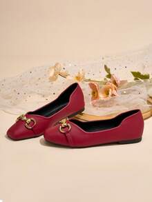 HFSHUNXY 2026 Elegantes Bailarinas Mary Jane de Puntera Cuadrada Rojas Vintage para Mujer Otoño/Invierno, Casuales de Deslizamiento, Versátiles para el Trabajo, Moda Elegante, Minimalistas Casuales, Adecuadas para Compras, Citas, Fiestas, Banquetes, Día de San Valentín - Burdeos - Ver 5