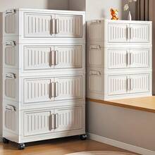 Collapsible Stackable Storage Bins With Lids - Versatile Toy Storage Containers & Plastic Storage Containers For Garage Storage, Aesthetic Home Decor Organization System For Bedroom Bathroom Kitchen Office Dorm, Foldable Storage Bins For Clothing Shoes Books Daily Essentials & Travel Use - 白色 - 查看 2