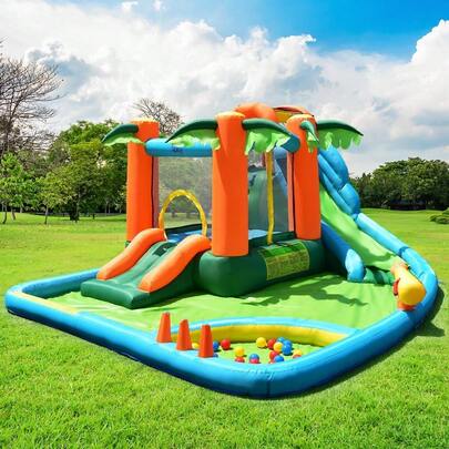 Inflatable Bounce House Water Splash Pool Jumping Castle Without Blower