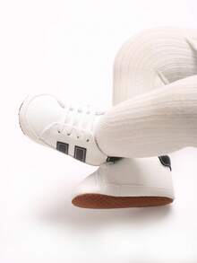 婴儿/幼儿男童休闲软底防滑运动鞋，0-1岁 - 黑與白 - 查看 8