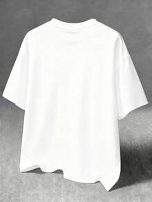 男士印花宽松短袖T恤，百搭显瘦，夏季款 - 白色 - 查看 2