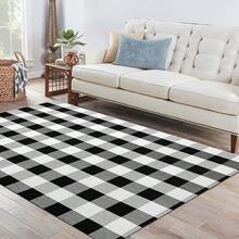 IOHOUZE Buffalo Plaid Checkered Rug 4x6 Ft Front Door Mats, Washable Area Rugs For Front Porch Decor, Spring Summer Welcome Mats Outdoor, Black White Rug For Farmhouse/Entryway/Home Entrance,One-Size,BlackandWhite4x6Rectangular - BlackandWhite4x6Rectangular - View 9