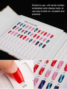 120 Colors Nail Polish Display Book, Includes 120 Pieces False Nails, Nail Polish Gel Display Chart, Nail Salon Studio Nail Art Sample Color Card Cardboard Nail Design Display Box - Multicolor - View 9