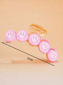 1pc Colorful Smiling Face Hair Claw Clip, Suitable For Girls, Dopamine Colorful Hair Claw, Daily Wear - Multicolor - View 2