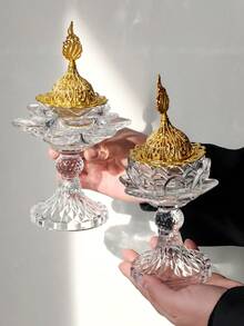 1个金色玻璃高香炉，水晶玻璃香炉 - 彩色 - 查看 4