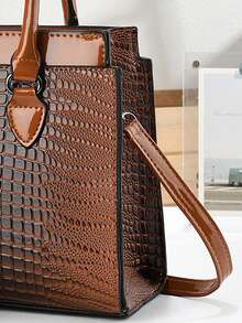 New Plaid PU Handbag With Coin Purse And Card Holder, Elegant Fashion Tote Bag, Multi-Functional Large Capacity Shoulder Bag, Fashionable Design New Plaid Bag, Fashionable Ladies' Small Square Bag, Handbag Shoulder Bag Versatile Casual Multi-Layer Large Capacity With Pendant, Suitable For Travel, Shopping, Fashionable Ladies' Tote Shoulder Diagonal Crossbody Bicolor Bag, Casual Luxury Large Capacity Can Be Shoulder Or Diagonal Casual Fashion Bag - Yellow - View 4