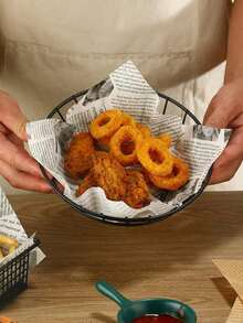 50张一次性防油纸，防水食品包装纸，适用于汉堡、薯条、面包、三明治、快餐烘焙、空气炸锅衬垫 - 彩色 - 查看 10