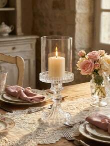 Elegant Transparent Glass Diamond Patterned Candle Holder, Minimalist Crystal Glass Candle Holder, Decorative Wreath, Glass Candle Plate, Coaster, Suitable For Wedding, Valentine's Day, Dining Table Decor, Home Decoration - Multicolor - View 11