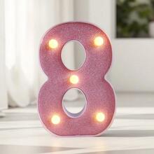 1个LED发光字母/数字灯，粉色发光字母，电池供电闪烁字母灯，适用于派对、求婚、婚礼、餐桌、墙面装饰、生日、客厅、卧室装饰 [不含电池] - 暖白色 - 查看 35