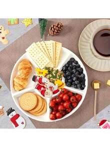 2pcs Multi-Compartment Round Tray - Durable Plastic Tray, Suitable For Holding Snacks, Nuts, Fruits And Appetizers, Ideal For Parties, Weddings, Holidays, Kitchen And Dining - Multicolor - View 9