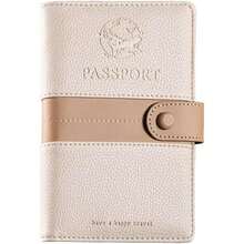 Lumbor37 Funda para Pasaporte, Cartera con Bloqueo Rfid Caja de Tarjeta de Visita Bolsa de Almacenamiento de Documentos de Viaj (Beige),36987931 - Beis - Ver 1