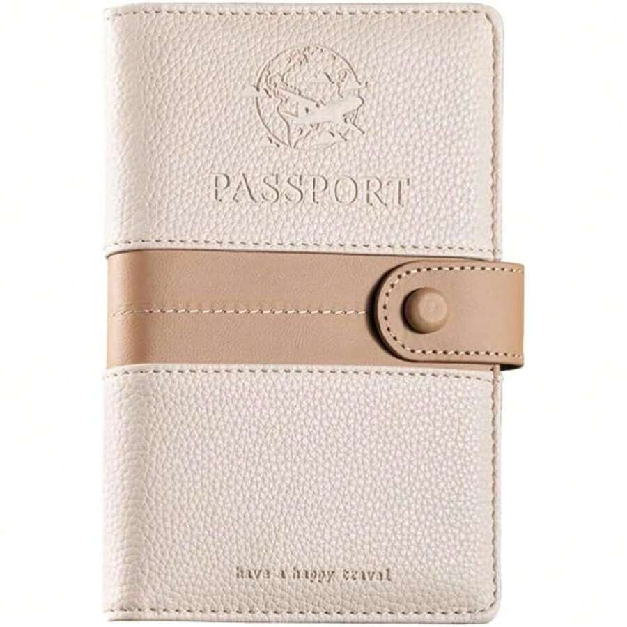 Lumbor37 Funda para Pasaporte, Cartera con Bloqueo Rfid Caja de Tarjeta de Visita Bolsa de Almacenamiento de Documentos de Viaj (Beige),36987931 - Beis - Ver 1