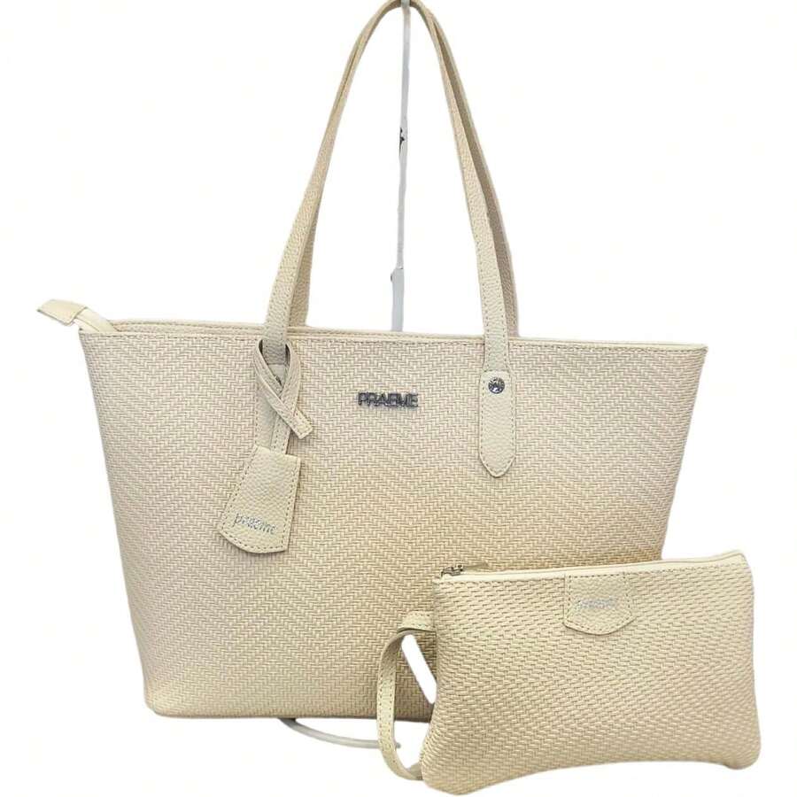 Large Women's Shoulder Bag Praeme Ideal For Everyday Use - Ivory - View 1