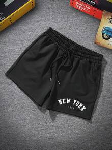 The New Men's Summer Letter-Printed Casual Shorts Are Very Fashionable. Sportswear And Half-Pants Are Breathable, Sweat-Absorbent, Heavy, Durable And Long-Lasting - 黑色 - 查看 2