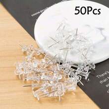 30/50/100/200pcs Assorted Push Pins, Multicolor Plastic Thumb Tacks, For Soft Cork Board, Office & School Supplies, Back To School, Home & Office Essentials - Transparent - View 19