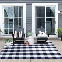 IOHOUZE Buffalo Plaid Checkered Rug 4x6 Ft Front Door Mats, Washable Area Rugs For Front Porch Decor, Spring Summer Welcome Mats Outdoor, Navy White Rug For Farmhouse/Entryway/Home Entrance,One-Size,NavyandWhite4x6Rectangular - NavyandWhite4x6Rectangular - View 5