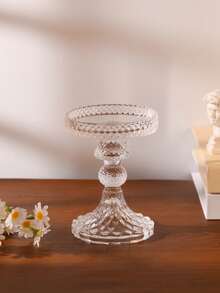 Elegant Transparent Glass Diamond Patterned Candle Holder, Minimalist Crystal Glass Candle Holder, Decorative Wreath, Glass Candle Plate, Coaster, Suitable For Wedding, Valentine's Day, Dining Table Decor, Home Decoration - Multicolor - View 8