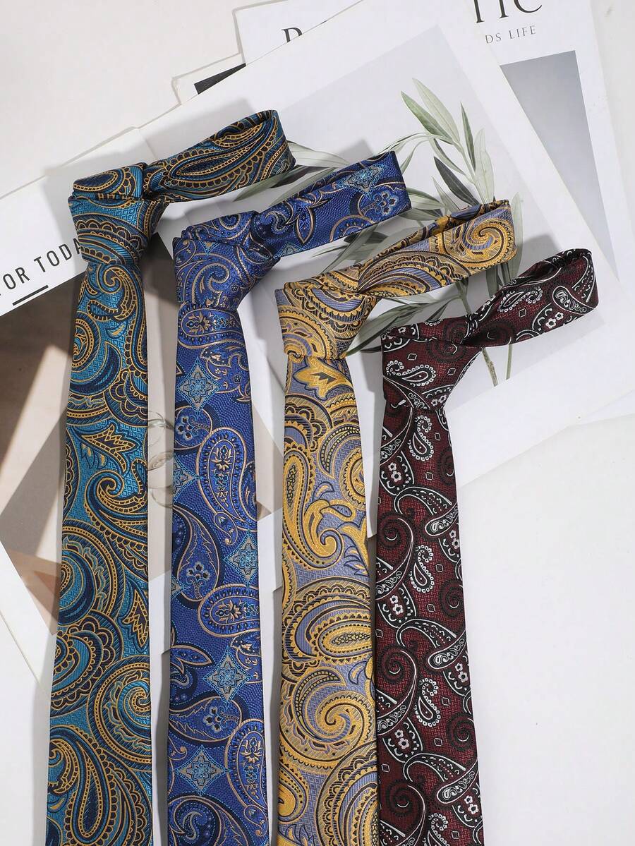 1pc Men's Fashion Versatile Cashew Pattern Necktie, Suitable For Shirts, Banquets, Business, Commuting, Parties - Multicolor - View 1