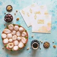 33*33厘米橙色开斋节快乐印花一次性餐巾纸，适合节日家居和厨房装饰 - 彩色 - 查看 6