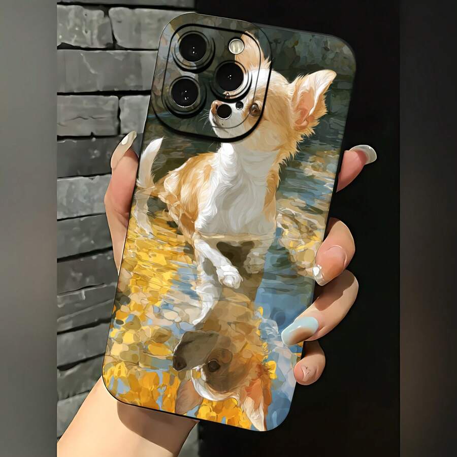 2026 nueva funda de teléfono esmerilada, funda de teléfono con impresión artística de perro chihuahua en agua para iPhone 17 14 13 12 11 Pro Max Se 2022 Galaxy S23 S22 S21 S20 Fe A54 A53 A52 A34 A33 A32 A23 A22 A14 A13 A12 A03s A03s Plus, regalo de pareja para él y ella, regalo de San Valentín y cumpleaños - Negro - Ver 1