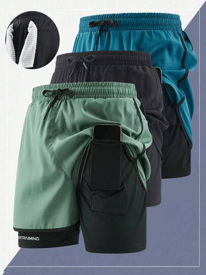 1 chiếc quần short thể thao nam ngoài trời, thoáng khí, nhanh khô, in họa tiết, thích hợp cho chạy bộ và tập thể dục ngoài trời mùa xuân/hè.