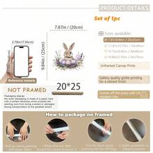 1PC Canvas Wall Art_Nursery Decor Printed Rabbit Burrow Motif, Watercolour Easter Art, Rabbits With Flowers, Spring Blossoms, Farm Animals, Easter Egg Design, Rabbit Garland - Framed Nursery Wall Art Perfectly Suited For Children's Room Decor, Playroom Decor Children's Room Decor Nursery Decor Daycare Decor Girls' Bedroom Girls' Room Decor Children's Room Decor Boys' Bedroom Boys' Room Decor Girls' Bedroom Decor