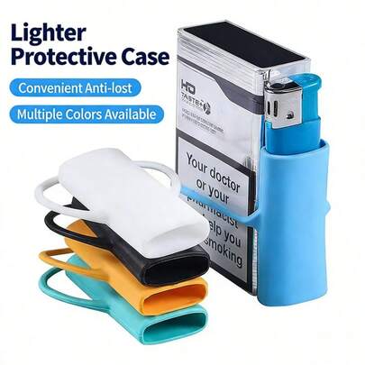1pc Color Silicone Portable Lighter Case, Lighter Case With Storage Function, Suitable For Smoking Accessories