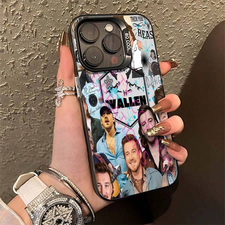 Funda para teléfono con marco flexible y duradero de música country occidental de Morgan Wallens. Adecuada para 17 Pro Max, 17 Air, 16 Pro MAX, 15 Pro Max, 14 Pro, 13 Pro, 12 y 11. Funda personalizada para hombre y mujer. Excelentes regalos para novias, novios y familiares en Navidad y Halloween. - Negro - Ver 1