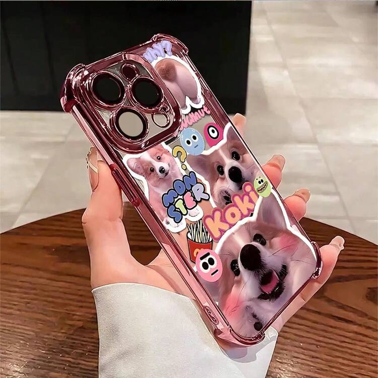1pcs Cute Corgi Dog Cartoon Phone Case Compatible with Apple Phone17 16 15 14 13 12 11 ProMax Silicone Shock Proof Funky Girlish Style Funny Whimsical Can Be Given To Friends You Can Give It To Yourself - Rosa - Añade 1