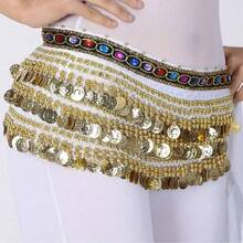1pc Outfits Belly Dance Glitter Sequins Tassel Skirts, Fashionable Dancing Waist Belt Skirts For Belly Dance - Multicolor - View 19