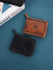 男士钱包，时尚复古休闲风，高品质大容量多隔层零钱包，现货，超轻便，流行款式，短款拉链钱包，男士理想礼物 - 彩色 - 查看 11