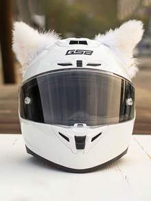 可拆卸毛绒猫耳装饰，带铃铛，适用于电动摩托车、骑行者、滑雪头盔 - 彩色 - 查看 5