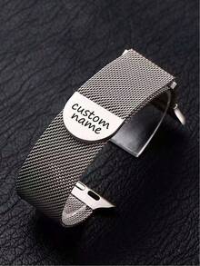 1pc Personalized Watch Band, Customizable With Your Name, Metal Magnetic Clasp Fits 42mm/46mm Case Size, Personalized Gift For Valentine's Day, Birthday