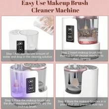 3-In-1 Electric Makeup Brush Cleaner With Brush Dryer, USB Powered Portable Automatic Makeup Brush Cleaning Tool, Slow Rotation, LCD Display, Suitable For Small To Medium Size Makeup Brushes - White - View 5