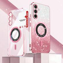 新款电镀磁环透明手机壳，CD图案磁环手机壳，采用全新电镀技术，防摔耐用，兼容苹果11/12/13/14/15 Pro Max、三星Galaxy S22/S23/S24+、A04/A05/A14/A15/A24/A25/A34/A54、OPPO、vivo、红米13c等机型。 - 粉紅色+CD引磁+尾巴 - 查看 6