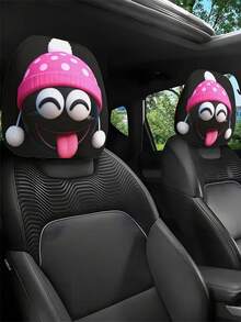2 piezas de fundas de reposacabezas de coche de punto rosa, adecuadas para viajes, viajes diarios, decoración del interior del coche, suaves y cómodas, adecuadas para todas las estaciones, fáciles de limpiar, como regalo para familiares y amigos - 2 piezas - Ver 1