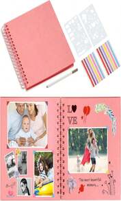 AIOR 12x12 Inch DIY Scrapbook - 80 Pages Hardcover Kraft Paper Blank Album, Pink Scrapbook For Baby, Couple, Anniversary, Valentine'S Day Gifts - ColorF - View 8