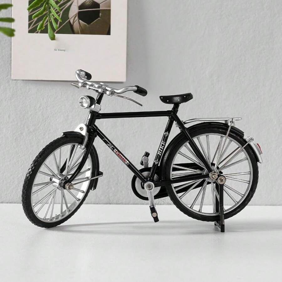 Micro Alloy Bicycle Series: Bookshelf Decor, Metal Art, Home Decor, Desktop Decor, Finger Bicycle Decorations, Home Living Room Bar, Coffee Decor (Black)