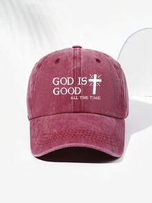 1pc Unisex God Is Good Cross Print Vintage Soft Top Baseball Cap, Fashion Sun-Shading Breathable Adjustable Hat, Versatile Trucker Hat Suitable For Daily Wear And Outdoor Activities - M - View 24