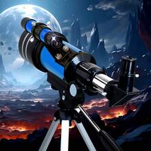 150倍专业天文望远镜，70毫米口径折射望远镜，适合天文初学者，配有手机适配器，方便旅行摄影，是送给成人和学生的理想礼物。 - 藍色 - 查看 2