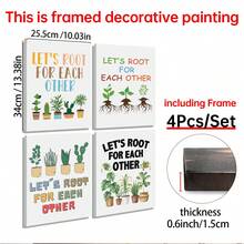 1/4件装 “让我们互相支持”校园励志帆布海报。返校季墙面装饰。非常适合学校墙壁、走廊、食堂和办公室走廊的装饰。家居装饰和墙面艺术！室内装饰。房间装饰美学，可选画框 - 彩色 - 查看 13