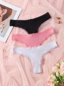 3 chiếc quần lót dây cho nữ size lớn phối ren, mềm mại và thoải mái - Nhiều màu - Xem 3