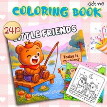 Libro para colorear de 24 páginas con dibujos lindos e interesantes para niños, dibujos relajantes de comportamientos inusuales, pesca en el río, regalo ideal para entusiastas de colorear, adecuado para Año Nuevo, regreso a la escuela, regalos de cumpleaños, artículos de papelería - Mis amigos (comportándose de manera extraña) - Ver 21