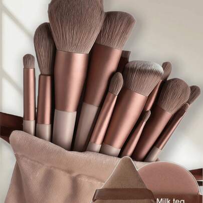 16pcs Makeup Brush Set: Includes 13 Makeup Brushes, 1 Teardrop Makeup Sponge, 1 Round Makeup Sponge And 1 Triangle Makeup Sponge - Classic Set. Made With Soft, Skin-Friendly Synthetic Bristles. No Animal Ingredients (Cruelty-Free).