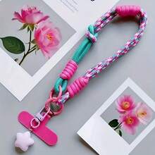 1条时尚可拆卸二合一手带/腕带，带扣环和星星吊坠，男女通用手机挂绳，多功能手机壳配件 - 彩色 - 查看 4