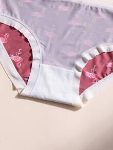 6pcs/Pack Sexy Flamingo Print Seamless Briefs For Women, Low Waist Soft & Breathable, Suitable For Yoga, Sports And Daily Wear - Multicolor - View 11