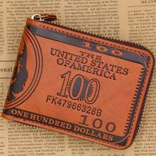 男士钱包，时尚复古休闲风，高品质大容量多隔层零钱包，现货，超轻便，流行款式，短款拉链钱包，男士理想礼物 - 彩色 - 查看 9